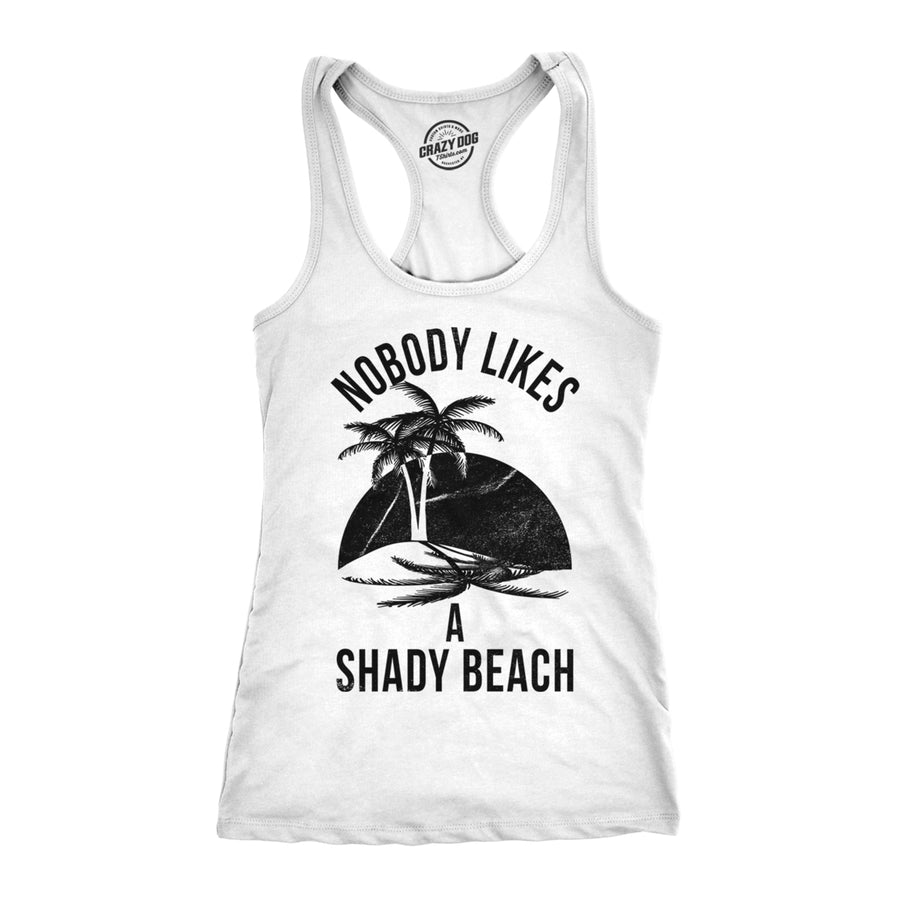 Womens Shady Beach Funny Tees Sleeveless Tops Gym Workout Lifting Novelty Fitness Tank Image 1