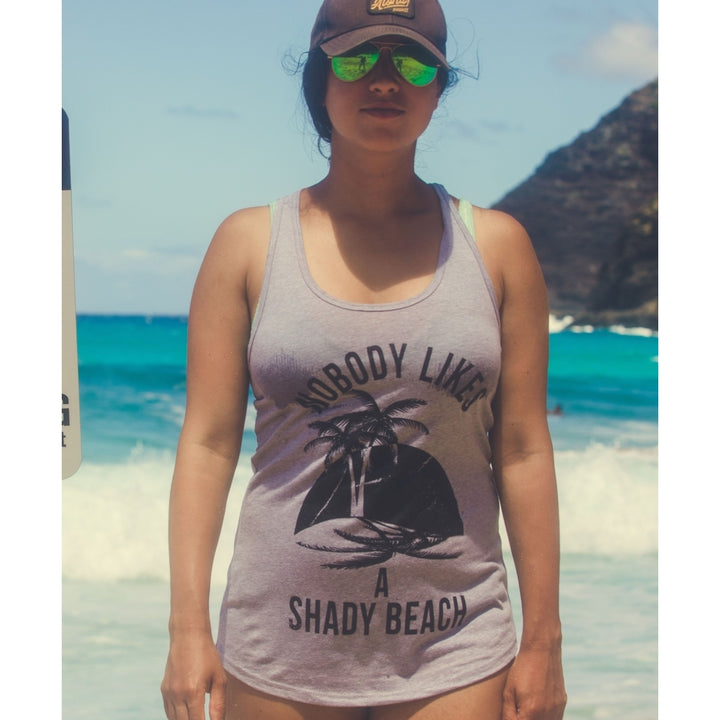 Womens Shady Beach Funny Tees Sleeveless Tops Gym Workout Lifting Novelty Fitness Tank Image 4