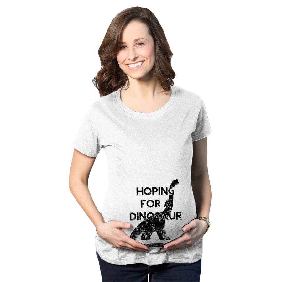 Maternity Hoping For a Dinosaur Funny Baby Pregnancy Announcement T shirt Image 1