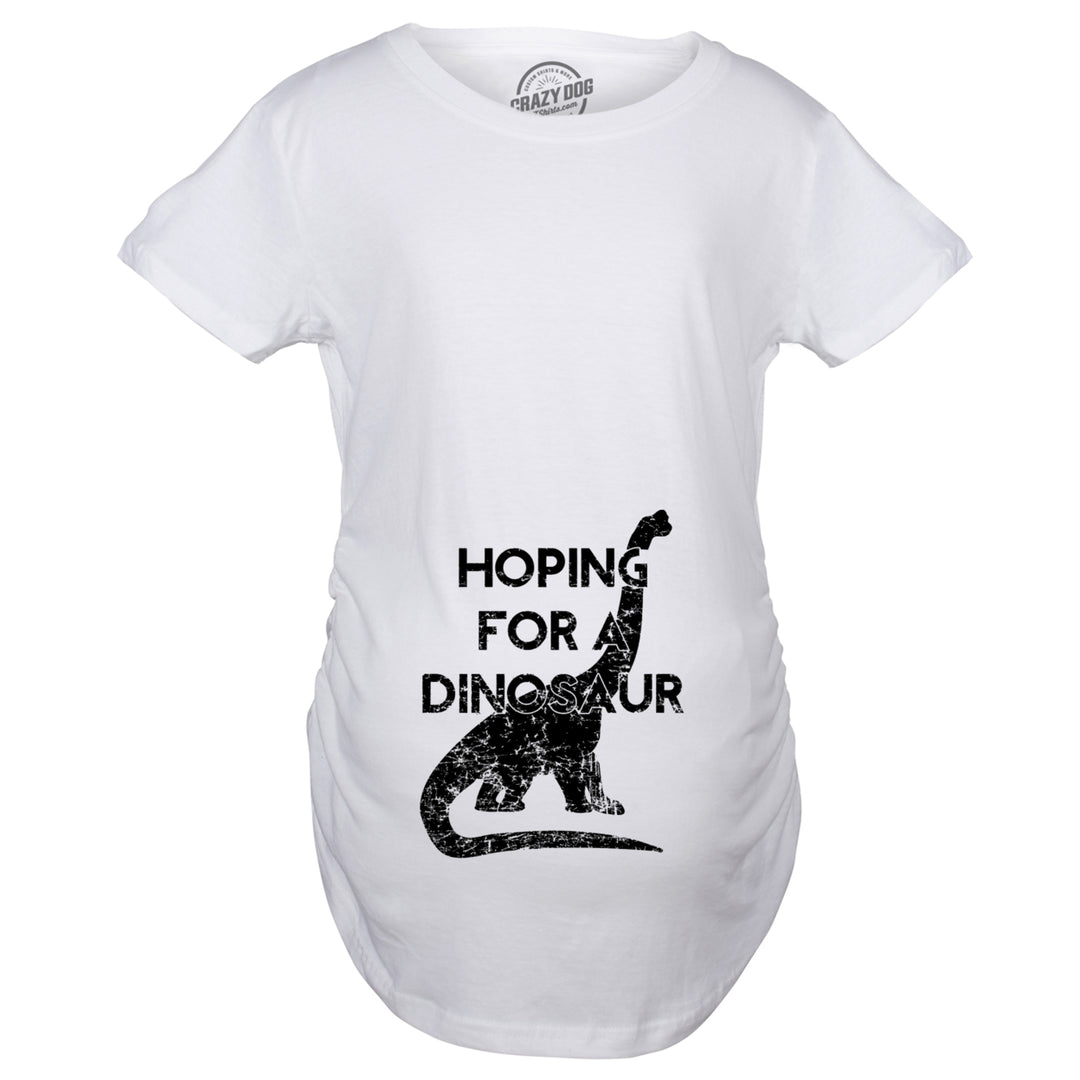 Maternity Hoping For a Dinosaur Funny Baby Pregnancy Announcement T shirt Image 2