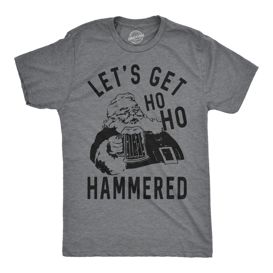 Mens Ho Ho Hammered Tshirt Funny Christmas Drinking Tee For Guys Image 1