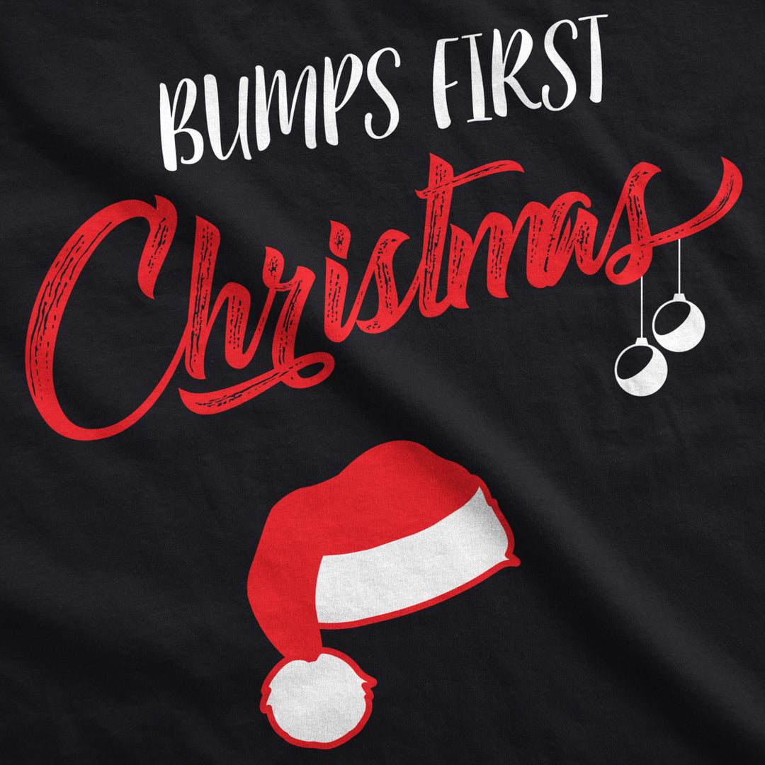 Bumps First Christmas Maternity Shirt Funny Merry Tee For Pregnant Family Image 4