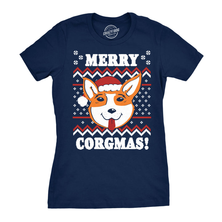 Womens Merry Corgmas Corgi Dog Mom Ugly Christmas Sweater Gift T shirt Funny Image 1