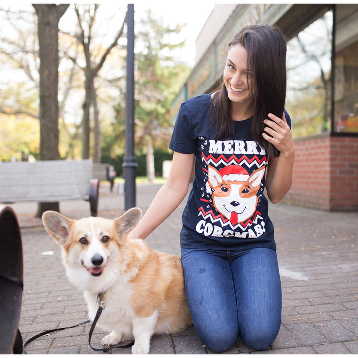 Womens Merry Corgmas Corgi Dog Mom Ugly Christmas Sweater Gift T shirt Funny Image 4