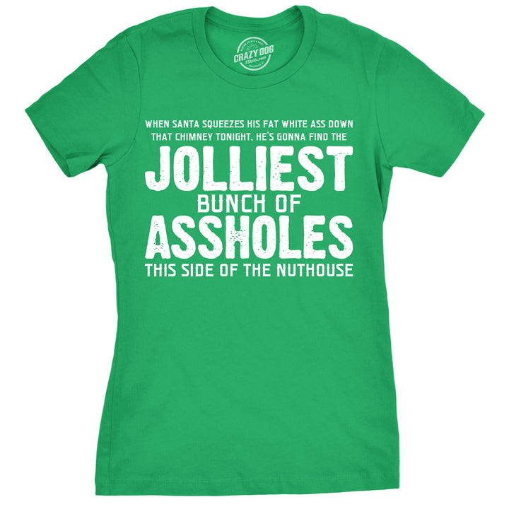 Womens Jolliest Bunch of A-Holes Tshirt Funny Christmas Sarcastic For Ladies Image 1