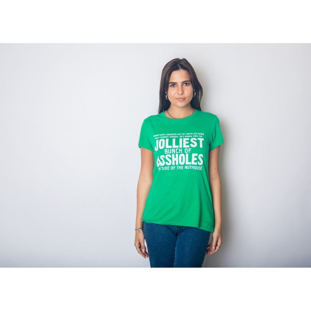 Womens Jolliest Bunch of A-Holes Tshirt Funny Christmas Sarcastic For Ladies Image 2