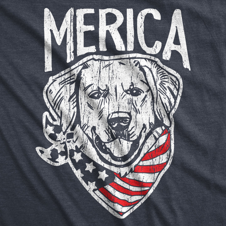 Mens Merica Dog Tshirt Funny USA Flag Bandana Pet Puppy Lover Tee Image 2