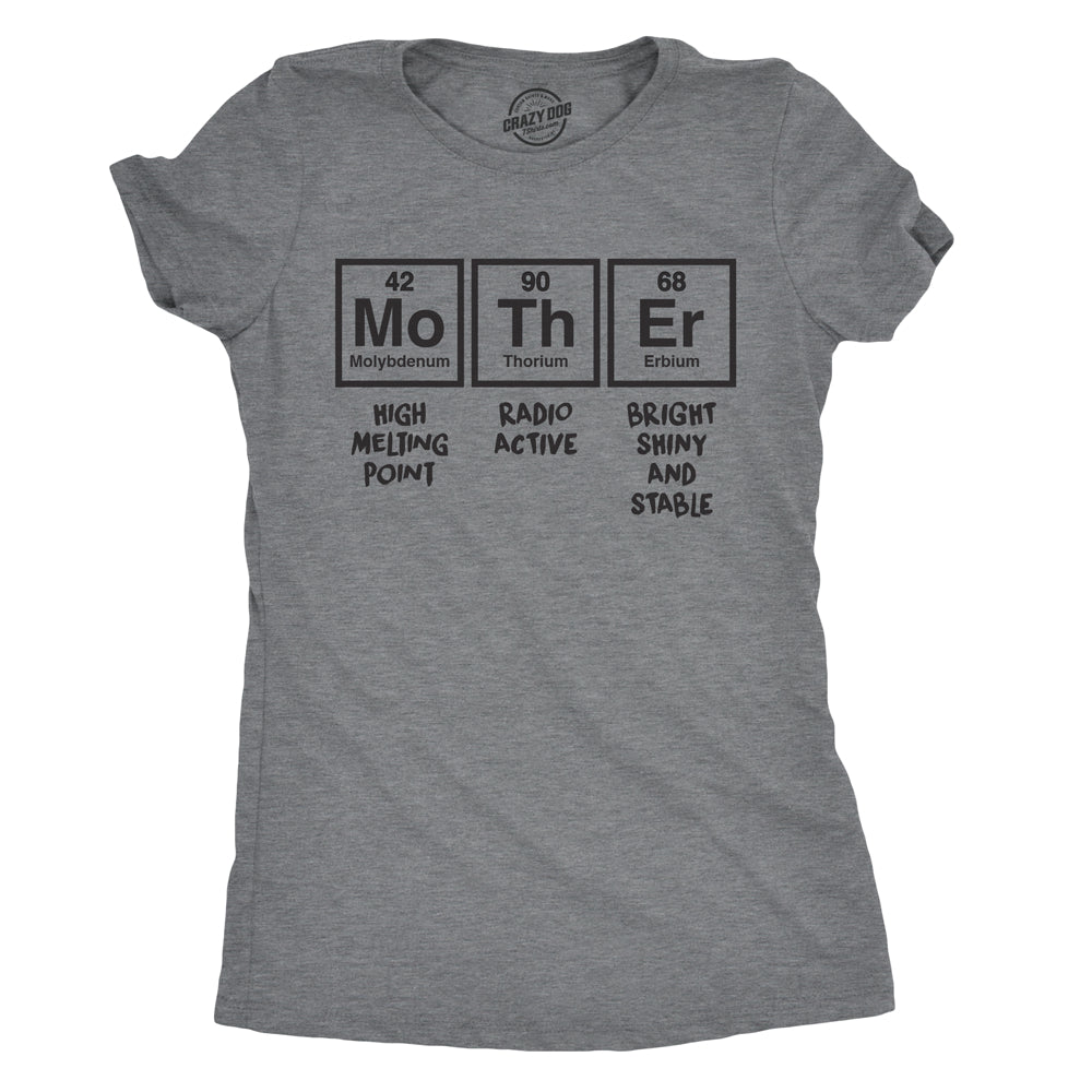 Womens Mother Periodic Table T shirt Funny Novelty Graphic Mothers Day Tee Nerdy Image 1
