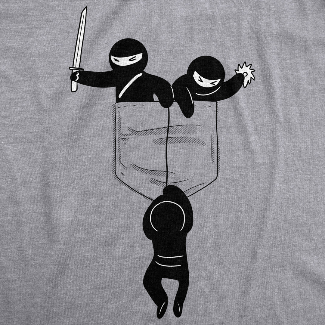 Mens Pocket Ninjas Funny T shirts Printed Graphic Humor Cool Ninja Tee Novelty T shirt Image 2