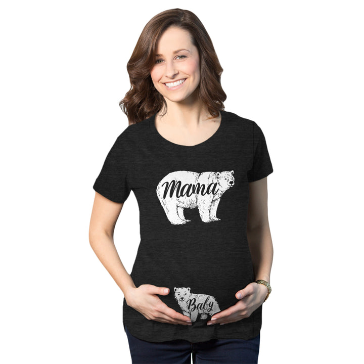 Maternity Mama Bear Baby Pregnancy Announcement T shirt Cute Reveal Bump Tee Image 1