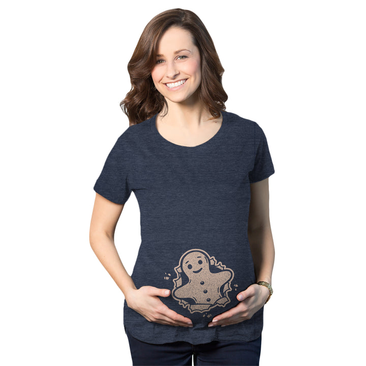 Gingerbread Cookie Maternity Tshirt Cute Christmas Cookie Pregnancy Announcement Graphic Tee Image 1