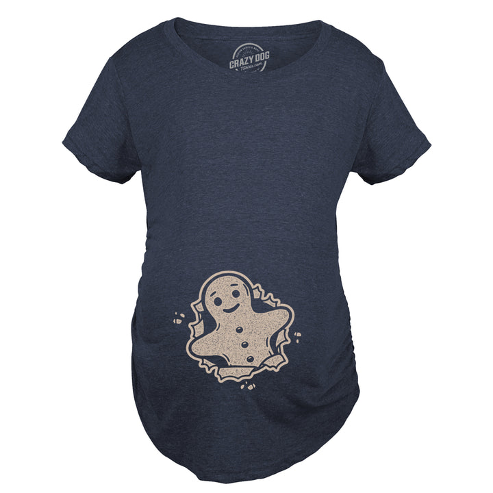 Gingerbread Cookie Maternity Tshirt Cute Christmas Cookie Pregnancy Announcement Graphic Tee Image 4