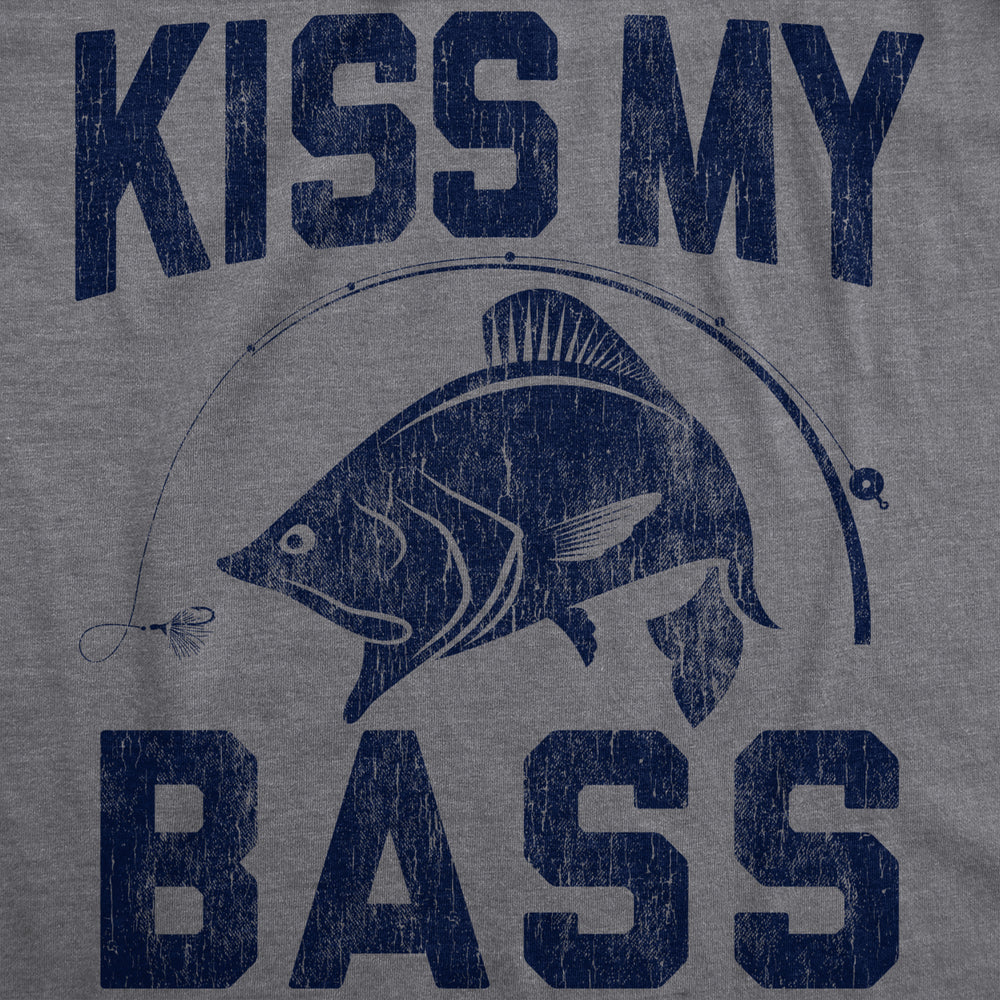 Mens Kiss My Bass Tshirt Funny Fishing Humor Kiss My a** Graphic Tee Image 2