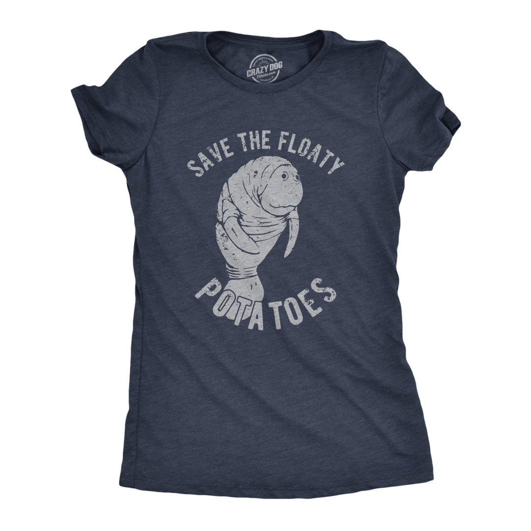 Womens Save The Floaty Potatoes Tshirt Funny Manatee Conservation Tee Image 1