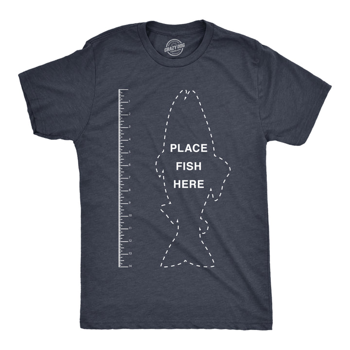 Mens Fish Ruler Tshirt Funny Fishing Measurement Tee Image 1