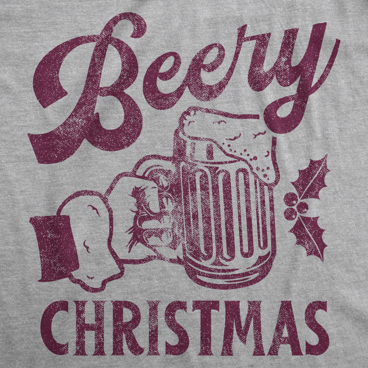 Mens Beery Christmas Tshirt Funny Holiday Xmas Beer Brew Graphic Tee Image 2