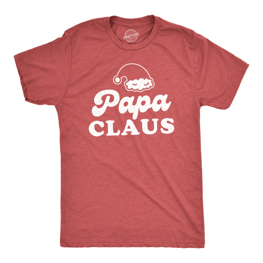 Mens Papa Claus Tshirt Funny Christmas Grandfather Holiday Party Novelty Tee Image 1