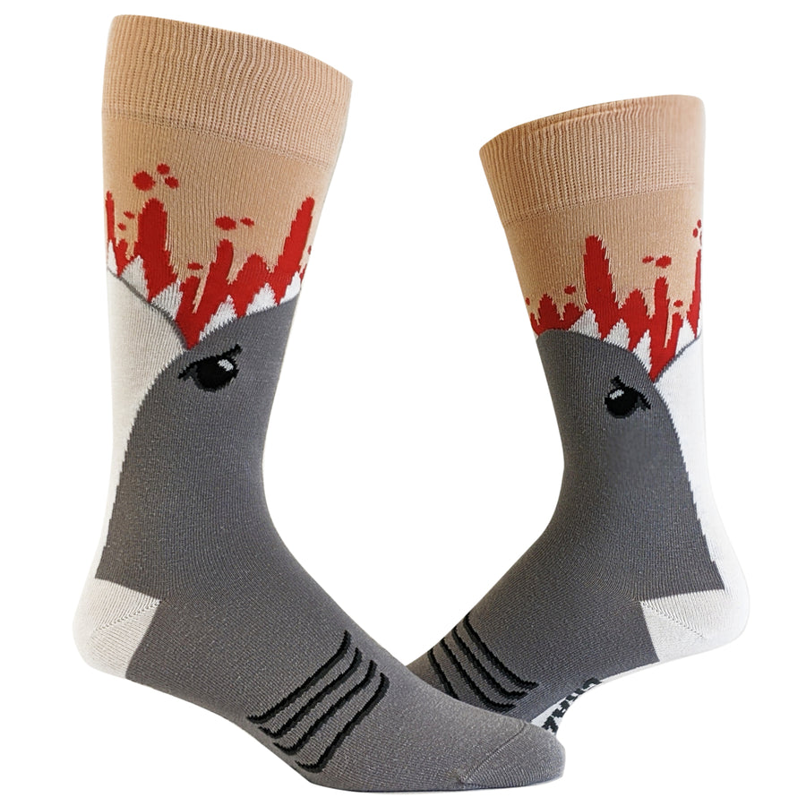 Shark Attack Socks Funny Jaws Funny Sayings Crazy Cool Gag Gift Novelty Funky Image 1