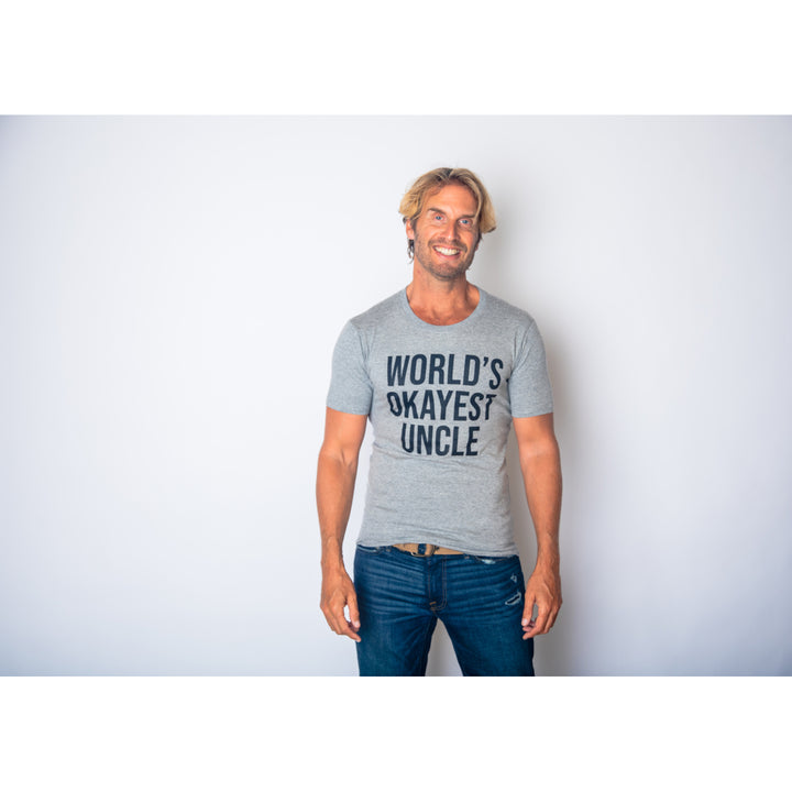 Worlds Okayest Uncle T Shirt Funny Saying Family Graphic Funcle Sarcastic Tee Image 4