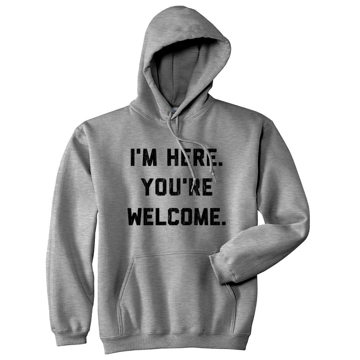 Im Here Youre Welcome Unisex Hoodie Funny Sarcastic Graphic Novelty Hooded Sweatshirt Image 1