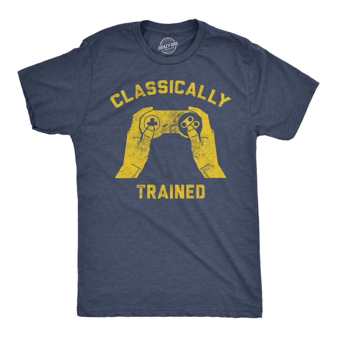 Mens Classically Trained T shirt Funny Gaming Gift Nerd Gamer Retro Geek Tee Image 1