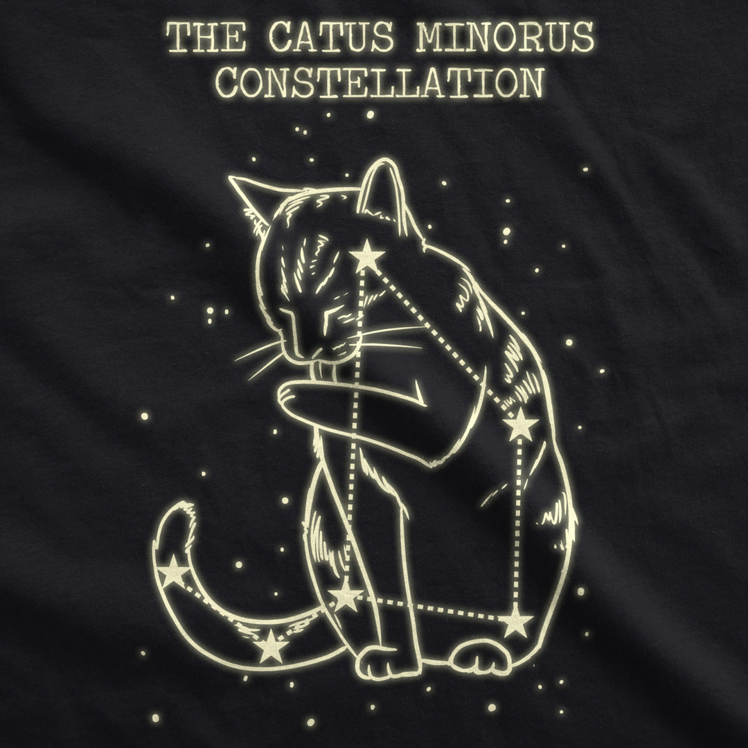 Womens The Catus Minorus Constellation Glow In The Dark T Shirt Funny Cats Tee Image 2