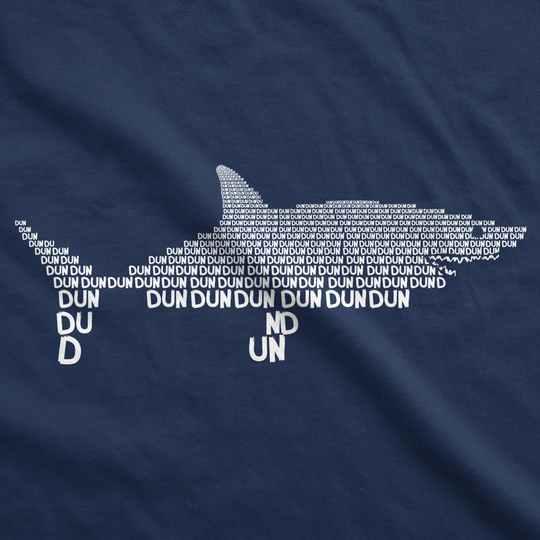 Mens Dun Dun Shark Theme T-Shirt Cool Graphic Great White Music Text Tee Image 2