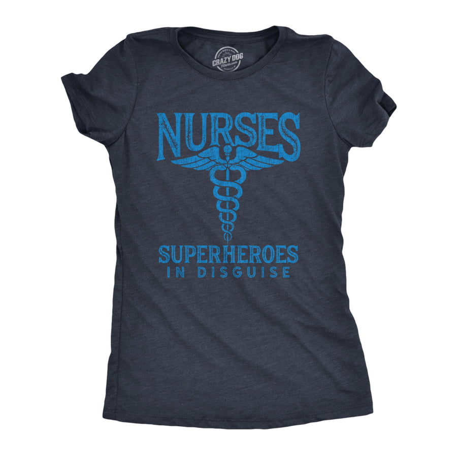 Womens Nurses Superheroes In Disguse Tshirt Quarantine Social Distancing Graphic Tee Image 1