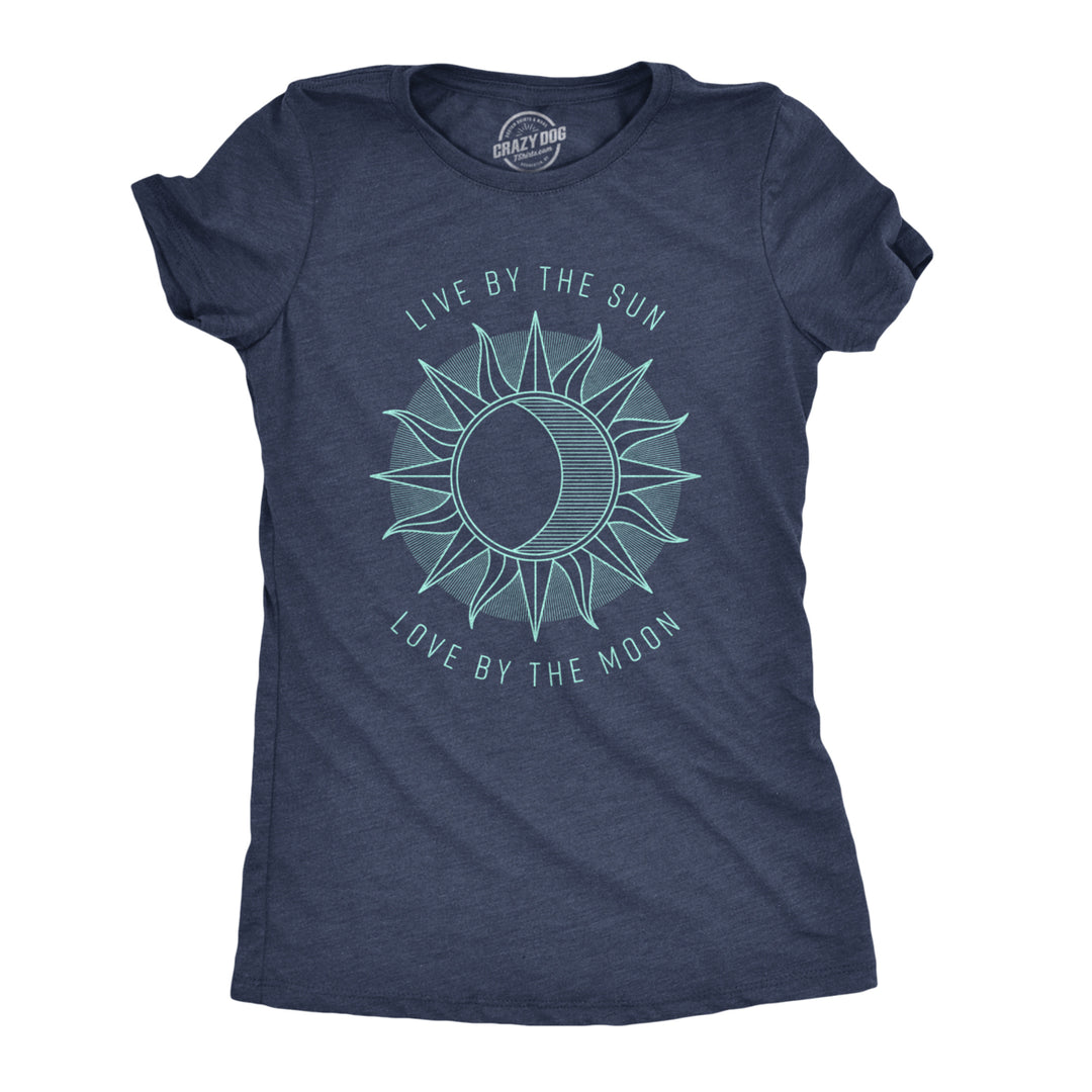 Womens Live By The Sun Love By The Moon Cool Beach Tee Vacation T Shirt Image 1