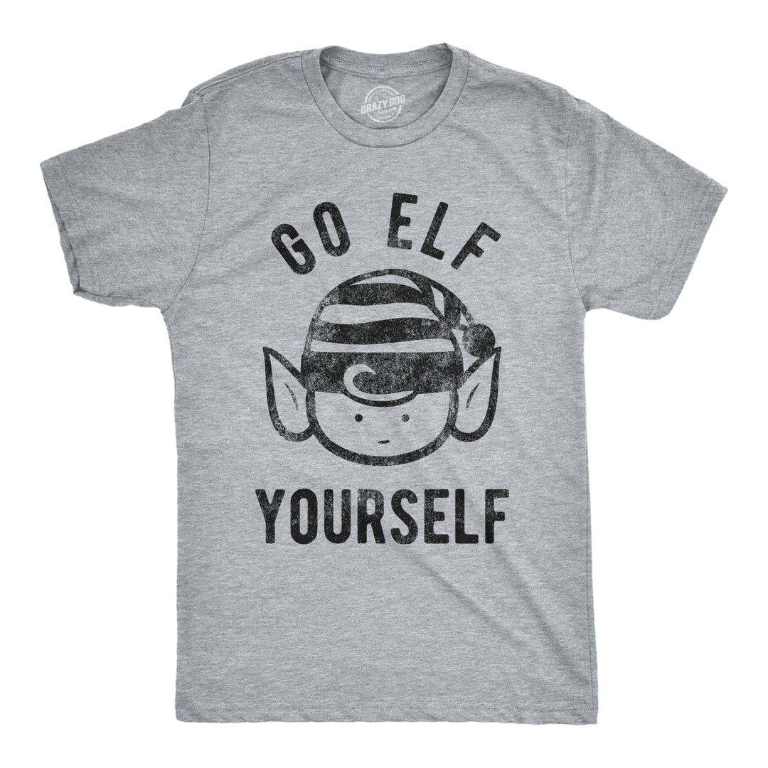 Mens Go Elf Yourself T shirt Funny Christmas Gift Holiday Saying Santa Tee Cool Image 1