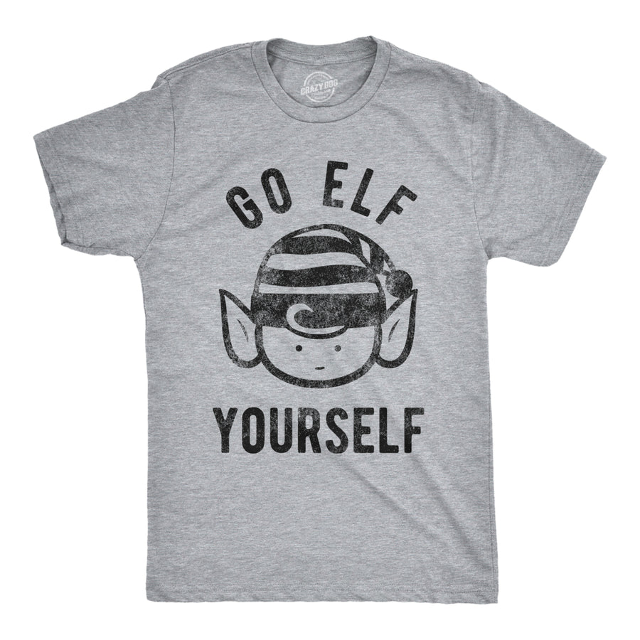 Mens Go Elf Yourself T shirt Funny Christmas Gift Holiday Saying Santa Tee Cool Image 1