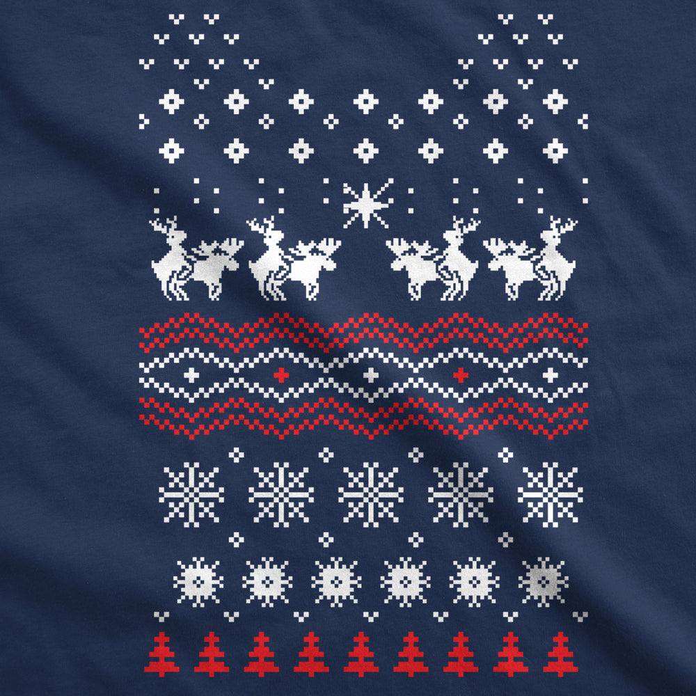 Humping Moose Funny Ugly Christmas Holiday Xmas Sweatshirt Offensive Party Tee Image 2