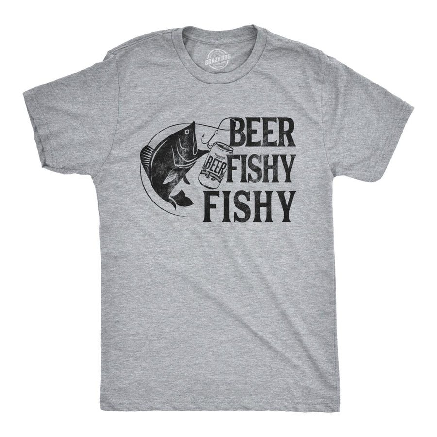 Mens Beer Fishy Fishy T shirt Funny Fishing Drinking Hilarious Saying Novelty Image 1