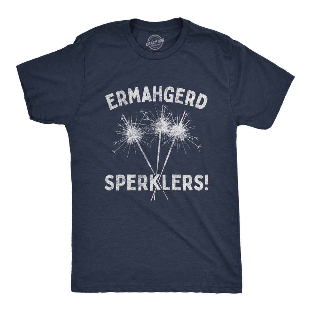 Mens Ermahgerd Sperklers Tshirt Funny 4th of July Fireworks Sparklers Graphic Novelty Tee Image 1