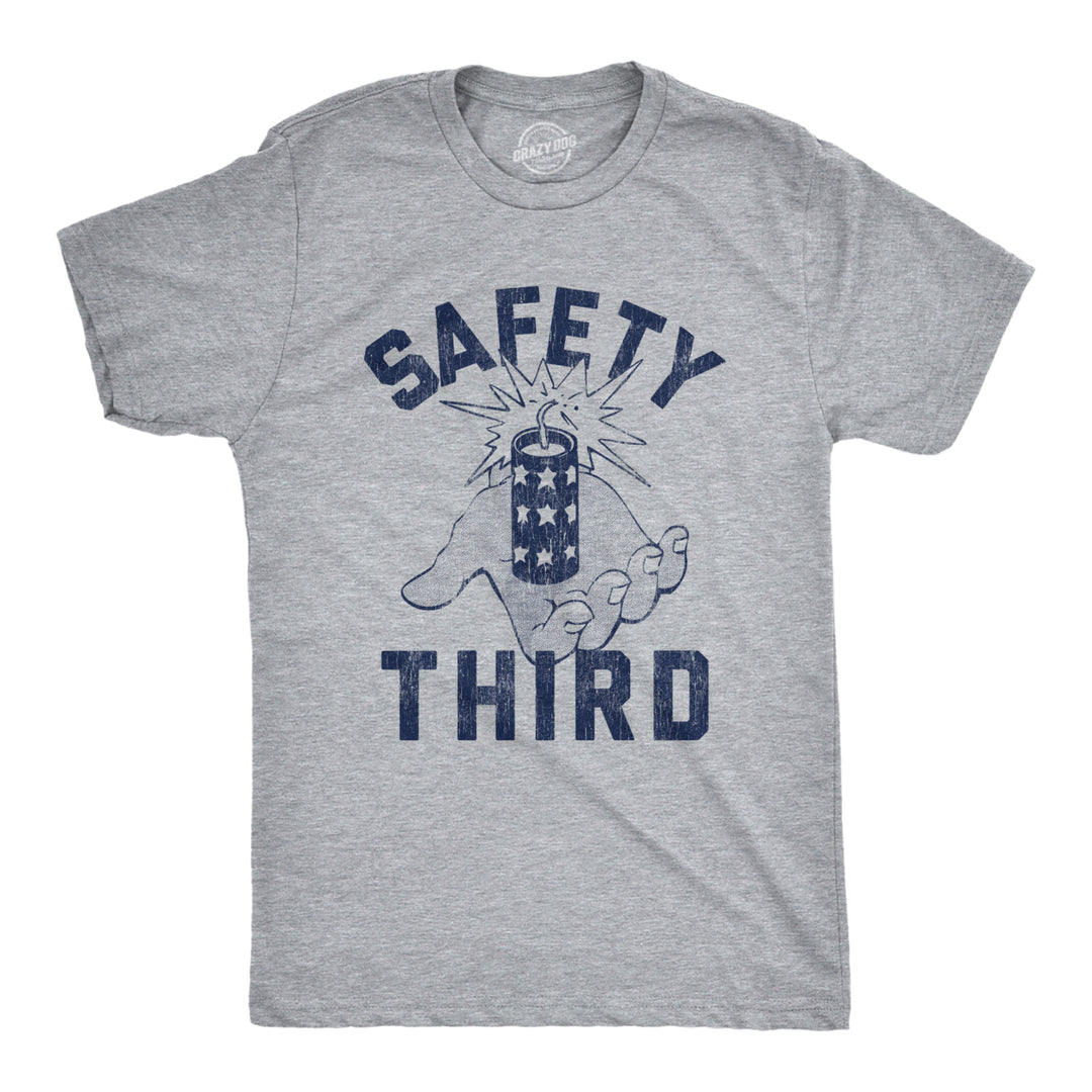 Mens Safety Third Tshirt Funny 4th of July Fireworks Show Summer Graphic Novelty Tee Image 1