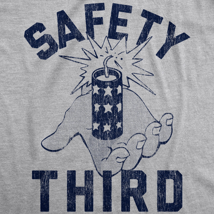 Mens Safety Third Tshirt Funny 4th of July Fireworks Show Summer Graphic Novelty Tee Image 2