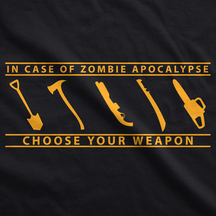 In Case of Zombie Apocalypse Choose Your Weapon Funny Halloween T-Shirt Image 2