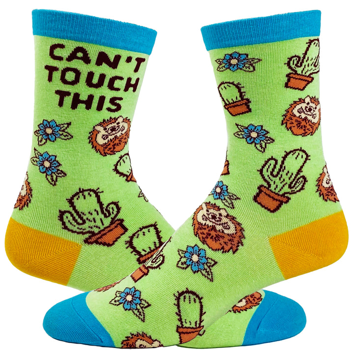 Youth Cant Touch This Socks Funny Sharp Cactus Hedgehog Graphic Sarcastic Footwear Image 1