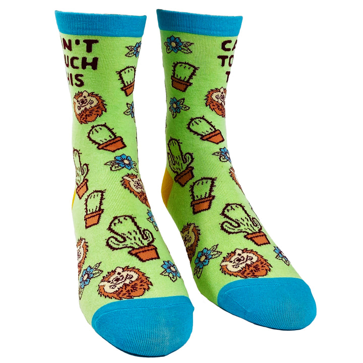 Youth Cant Touch This Socks Funny Sharp Cactus Hedgehog Graphic Sarcastic Footwear Image 2