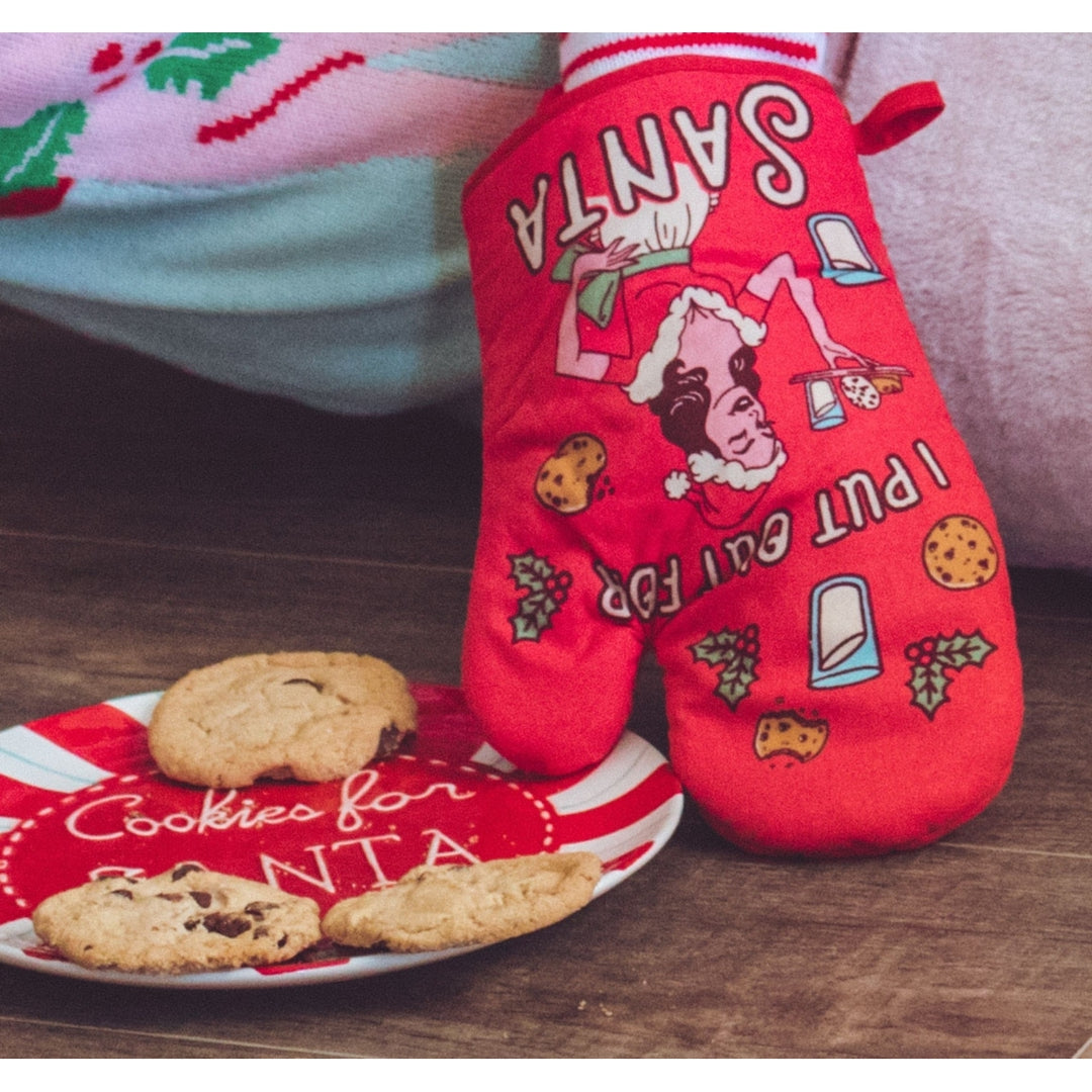 I Put Out For Santa Oven Mitt Funny Christmas Sexual Innuendo Milk And Cookies Kitchen Glove Image 4