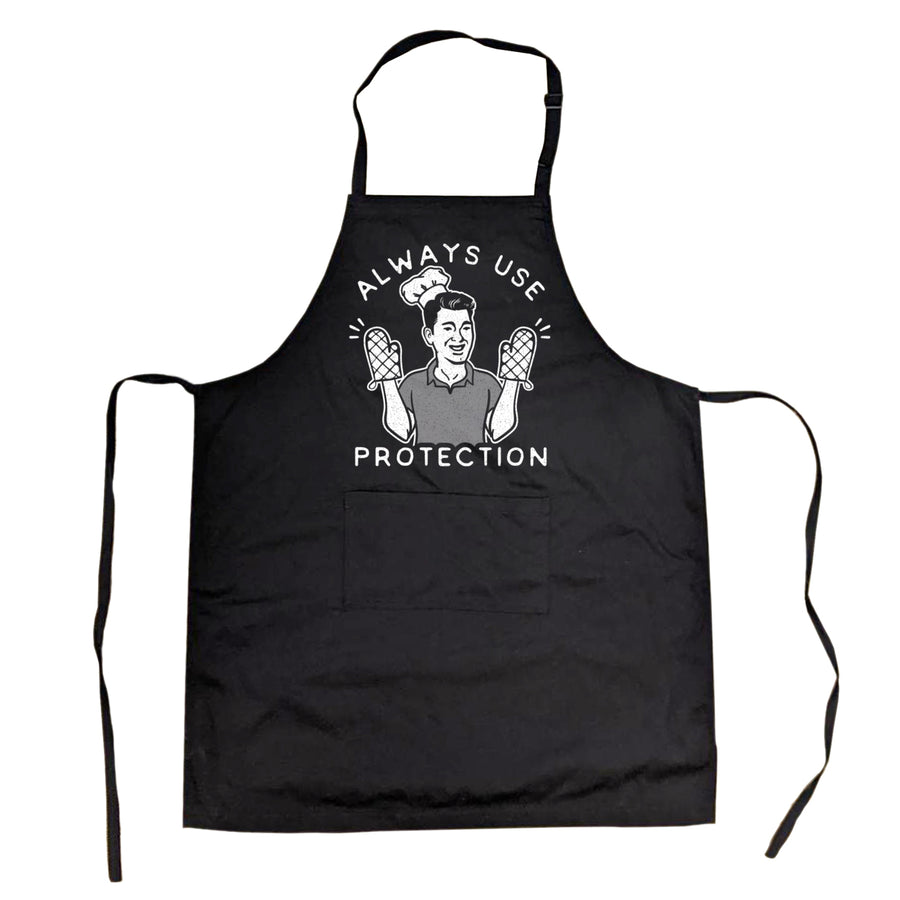 Always Use Protection Cookout Apron Funny Sarcastic Sexual Innuendo Kitchen Smock Image 1