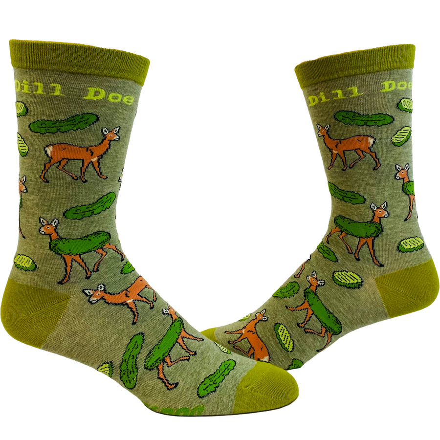Mens Dill Doe Socks Funny Deer Hunting Sexual Innuendo Pickle Novelty Footwear Image 1