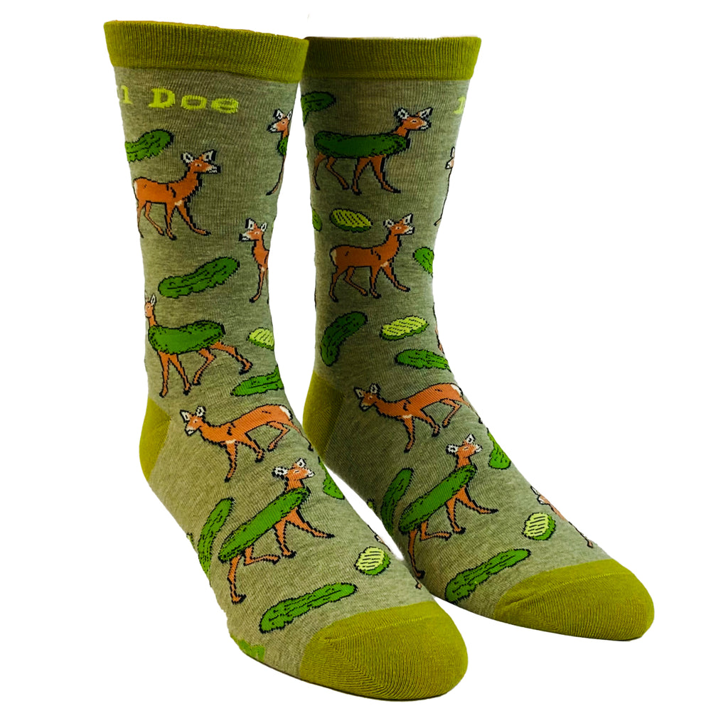 Mens Dill Doe Socks Funny Deer Hunting Sexual Innuendo Pickle Novelty Footwear Image 2