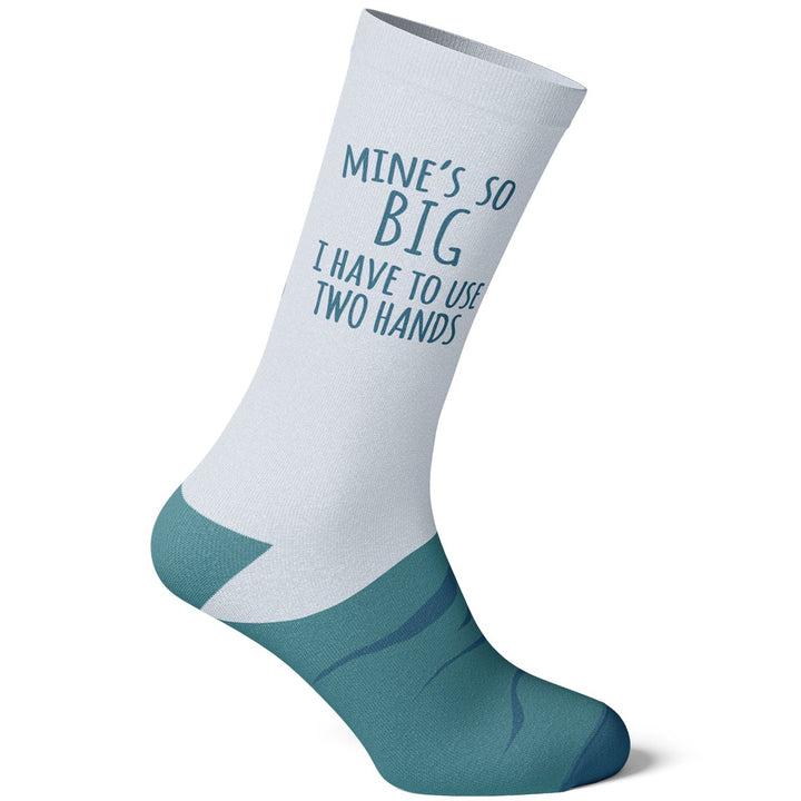 Mens Mines So Big I Have To Use Two Hands Socks Funny Fishing Sexual Innuendo Novelty Footwear Image 2