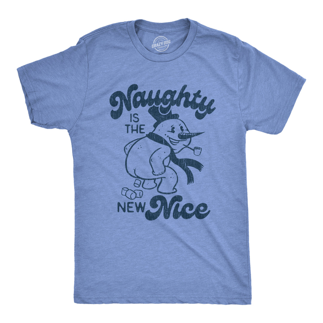 Mens Naughty Is The Nice Tshirt Funny Winter Snowman Poop Graphic Novelty Tee Image 1