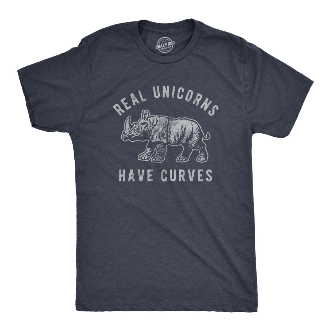 Mens Real Unicorns Have Curves Tshirt Funny Rhino Sarcastic Novelty Tee Image 1