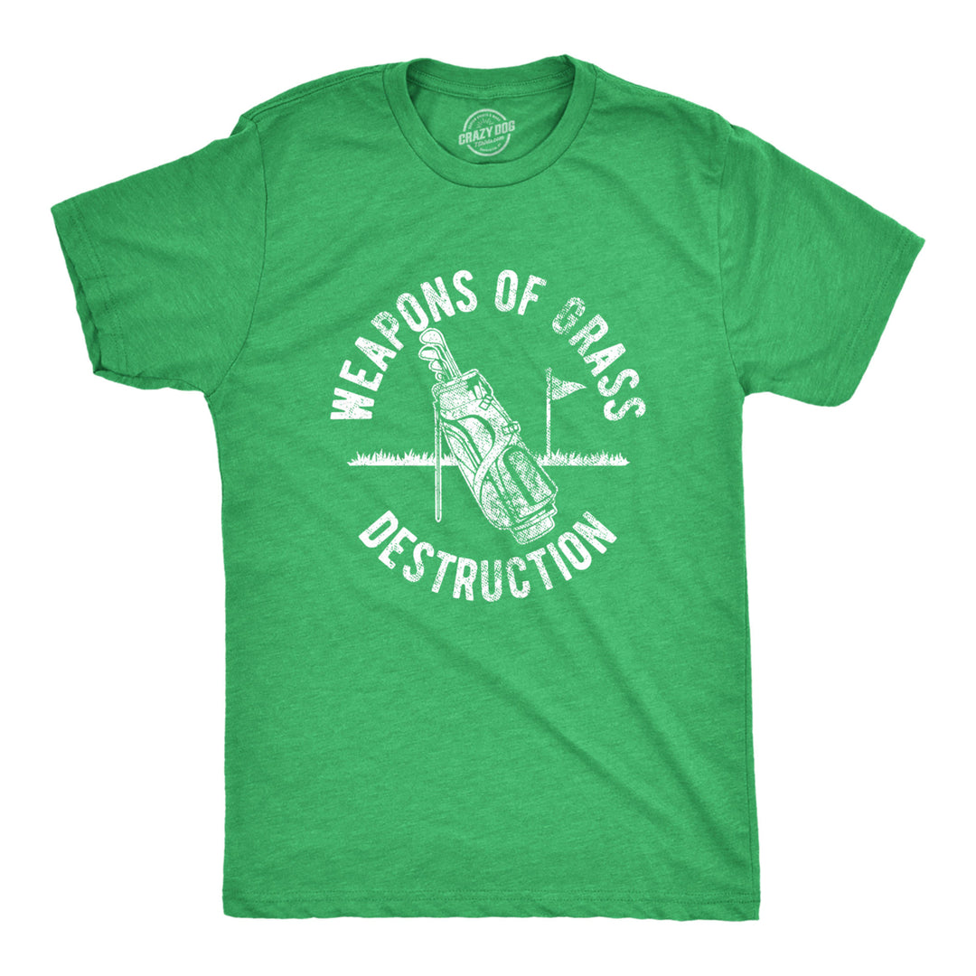 Mens Weapons Of Grass Destruction Tshirt Funny Golf Clubs Sarcastic Tee Image 1