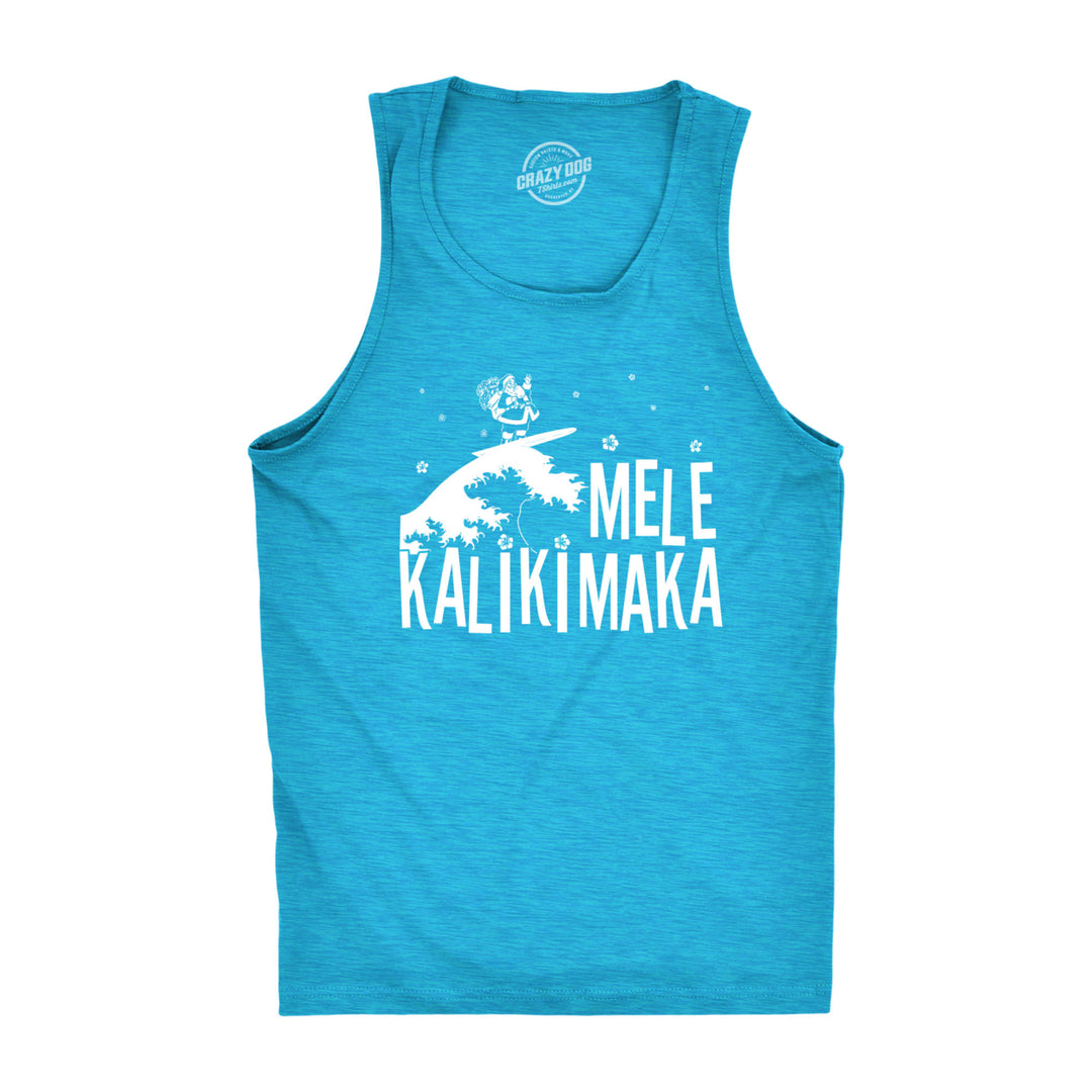 Mens Mele Kalikimaka Fitness Tank Funny Surfing Hawaiian Christmas Santa Tanktop Image 1