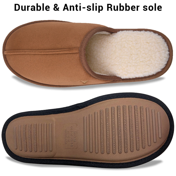 Mens Suede Closed Toe Scuff Slipper Comfy Memory Foam Clog Lightweight Warm House Bedroom Shoes Image 3