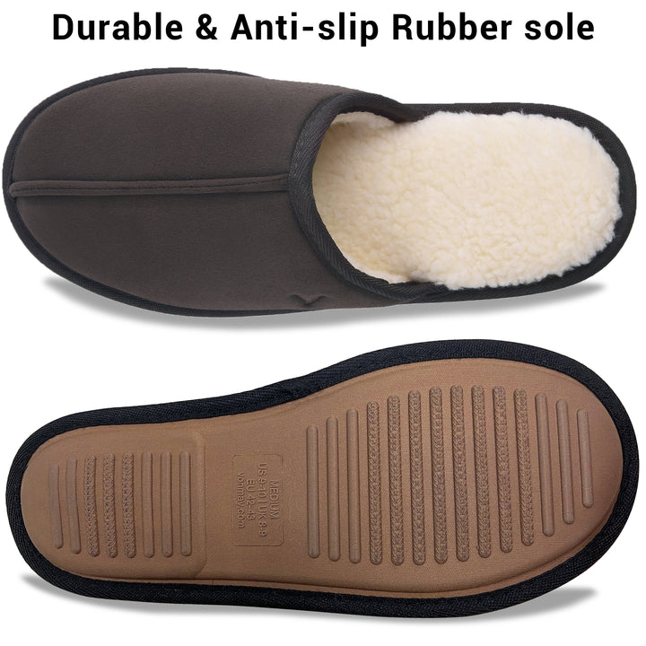 Mens Suede Closed Toe Scuff Slipper Comfy Memory Foam Clog Lightweight Warm House Bedroom Shoes Image 9